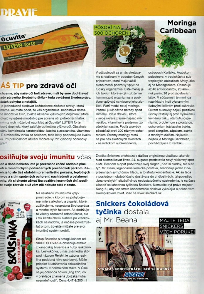 Beauty & Woman 9/2015: Moringa Caribbean pôsobí na 300 ochorení